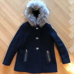 Sandro Coat with Fur Hood